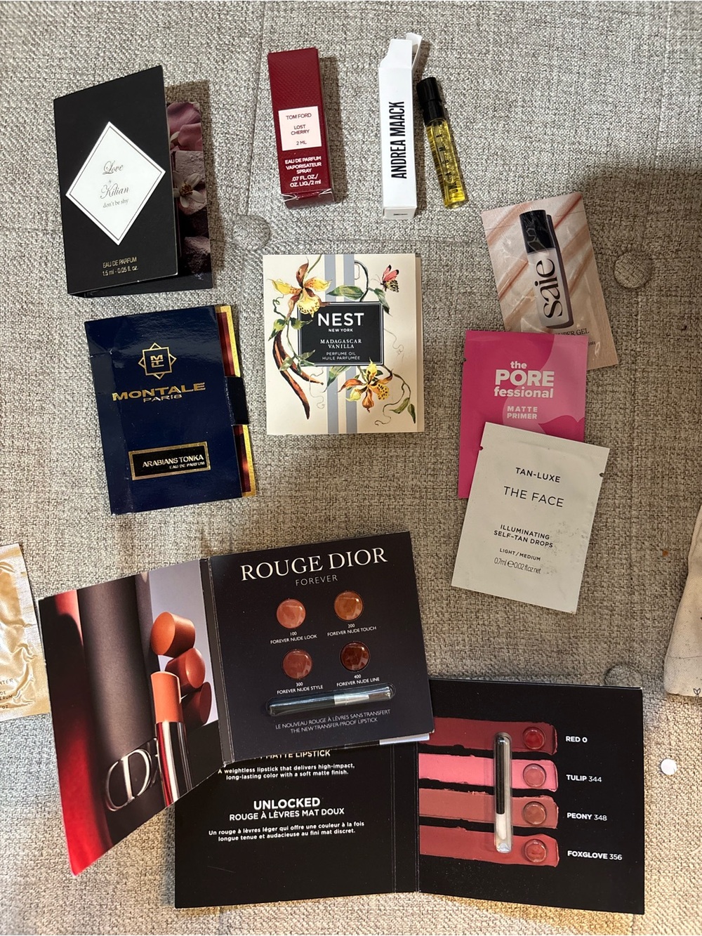Luxury Beauty Sample Lot Tom Ford Kilian Dior Hourglass NEST Montale